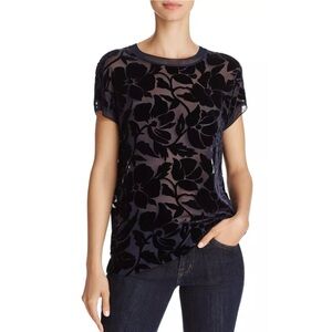 Theory velvet burnout silk blend navy blue blouse size S